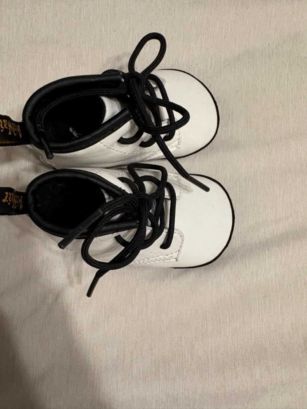 Dr. Martens Kids White and Black Lace-Up Boots